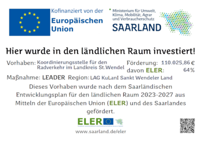 Hinweistafel für die Projekt-Finanzierung Radverkehrskoordination