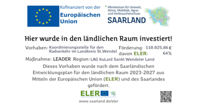Hinweistafel für die Projekt-Finanzierung Radverkehrskoordination